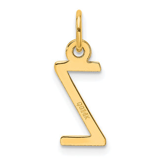 14K Yellow Gold Slanted Block Letter Z Initial Charm