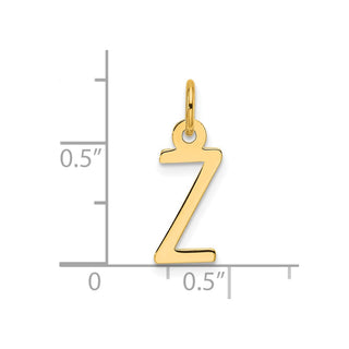 14K Yellow Gold Slanted Block Letter Z Initial Charm