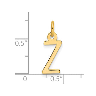 14K Yellow Gold Slanted Block Letter Z Initial Charm