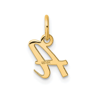 14K Yellow Gold Small Script Letter A Initial Charm