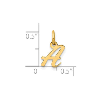 14K Yellow Gold Small Script Letter A Initial Charm
