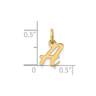 14K Yellow Gold Small Script Letter A Initial Charm