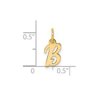 14K Yellow Gold Small Script Letter B Initial Charm