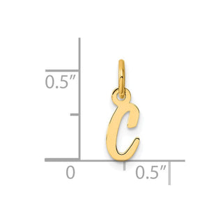 14K Yellow Gold Small Script Letter C Initial Charm