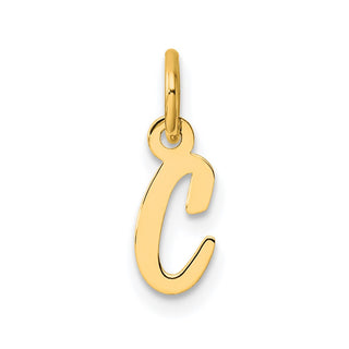 14K Yellow Gold Small Script Letter C Initial Charm