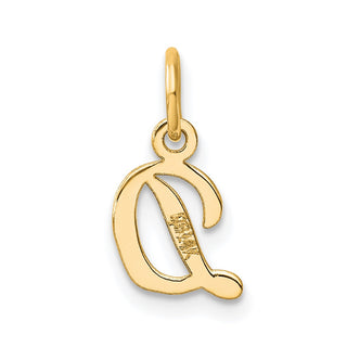 14K Yellow Gold Small Script Letter D Initial Charm
