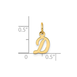 14K Yellow Gold Small Script Letter D Initial Charm