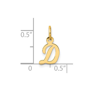 14K Yellow Gold Small Script Letter D Initial Charm