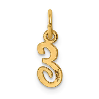 14K Yellow Gold Small Script Letter E Initial Charm
