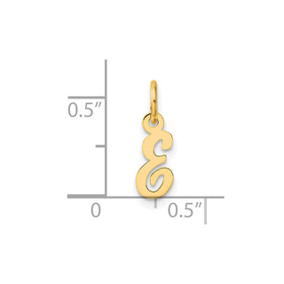 14K Yellow Gold Small Script Letter E Initial Charm
