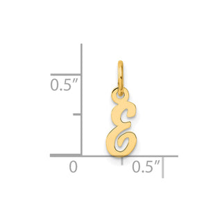 14K Yellow Gold Small Script Letter E Initial Charm