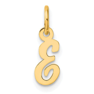 14K Yellow Gold Small Script Letter E Initial Charm