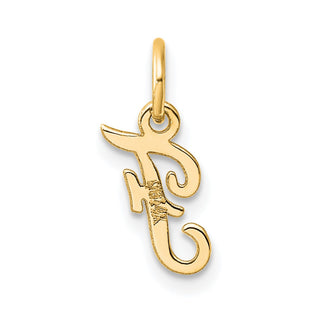 14K Yellow Gold Small Script Letter F Initial Charm