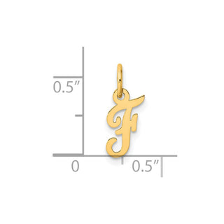14K Yellow Gold Small Script Letter F Initial Charm
