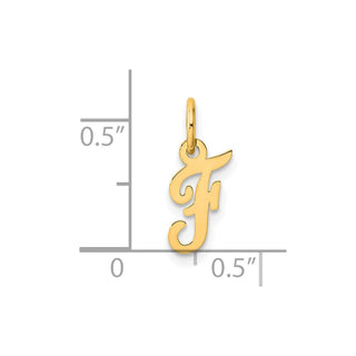 14K Yellow Gold Small Script Letter F Initial Charm