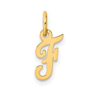 14K Yellow Gold Small Script Letter F Initial Charm