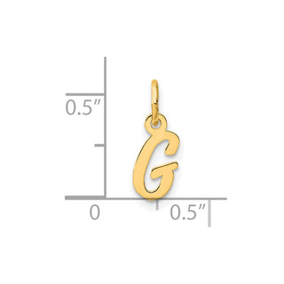 14K Yellow Gold Small Script Letter G Initial Charm