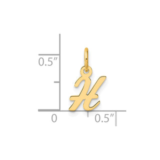 14K Yellow Gold Small Script Letter H Initial Charm