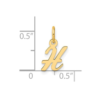 14K Yellow Gold Small Script Letter H Initial Charm