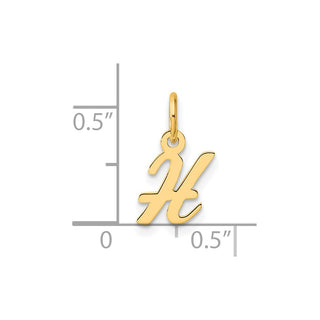 14K Yellow Gold Small Script Letter H Initial Charm