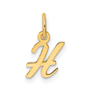 14K Yellow Gold Small Script Letter H Initial Charm