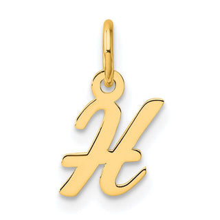 14K Yellow Gold Small Script Letter H Initial Charm