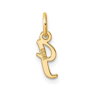 14K Yellow Gold Small Script Letter I Initial Charm