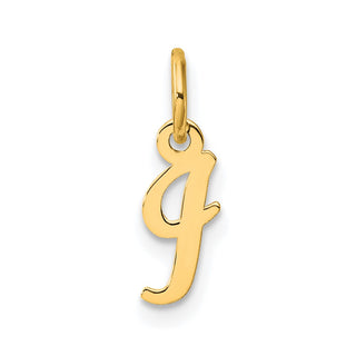 14K Yellow Gold Small Script Letter I Initial Charm