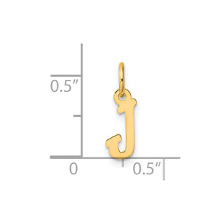 14K Yellow Gold Small Script Letter J Initial Charm