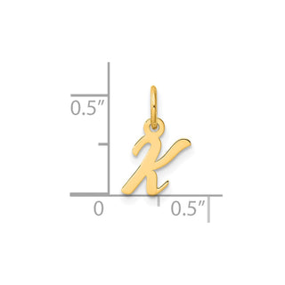 14K Yellow Gold Small Script Letter K Initial Charm