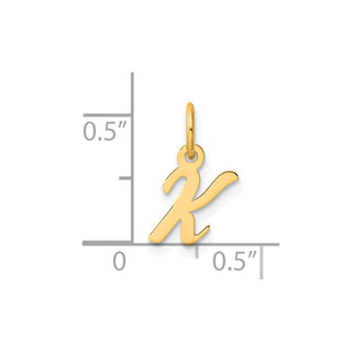 14K Yellow Gold Small Script Letter K Initial Charm