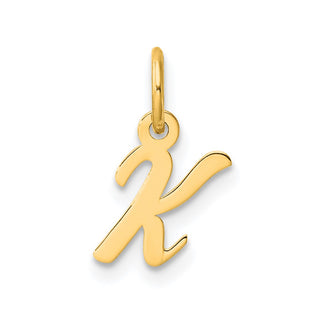 14K Yellow Gold Small Script Letter K Initial Charm