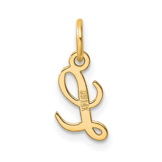 14K Yellow Gold Small Script Letter L Initial Charm