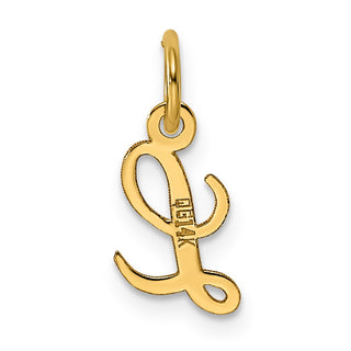 14K Yellow Gold Small Script Letter L Initial Charm