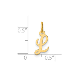 14K Yellow Gold Small Script Letter L Initial Charm