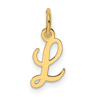 14K Yellow Gold Small Script Letter L Initial Charm