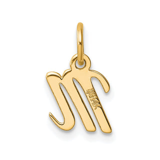 14K Yellow Gold Small Script Letter M Initial Charm