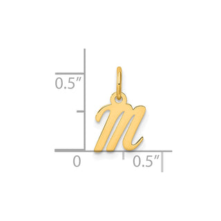 14K Yellow Gold Small Script Letter M Initial Charm