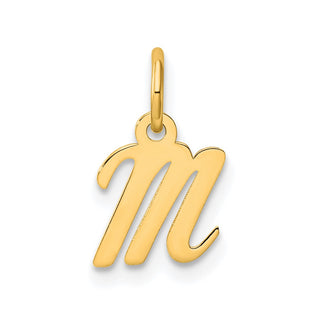 14K Yellow Gold Small Script Letter M Initial Charm