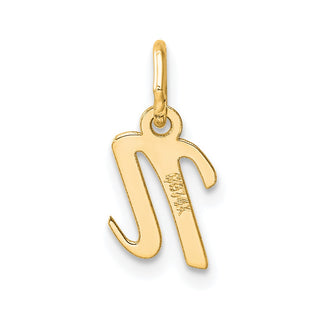 14K Yellow Gold Small Script Letter N Initial Charm