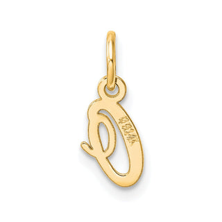14K Yellow Gold Small Script Letter O Initial Charm