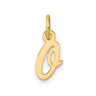 14K Yellow Gold Small Script Letter O Initial Charm
