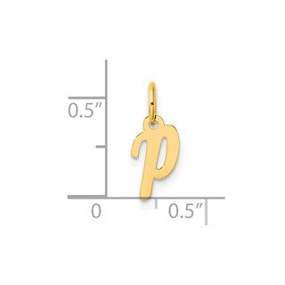 14K Yellow Gold Small Script Letter P Initial Charm