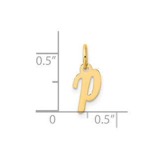 14K Yellow Gold Small Script Letter P Initial Charm