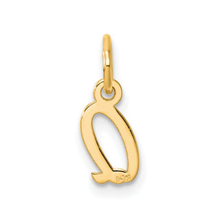 14K Yellow Gold Small Script Letter Q Initial Charm