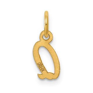 14K Yellow Gold Small Script Letter Q Initial Charm