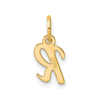 14K Yellow Gold Small Script Letter R Initial Charm