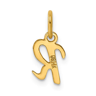 14K Yellow Gold Small Script Letter R Initial Charm
