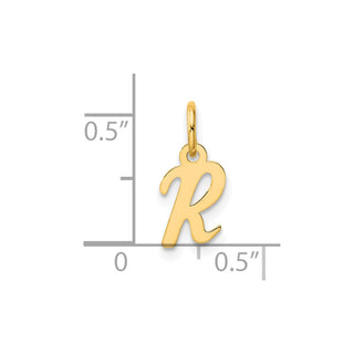 14K Yellow Gold Small Script Letter R Initial Charm