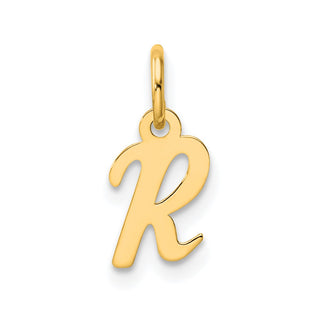 14K Yellow Gold Small Script Letter R Initial Charm